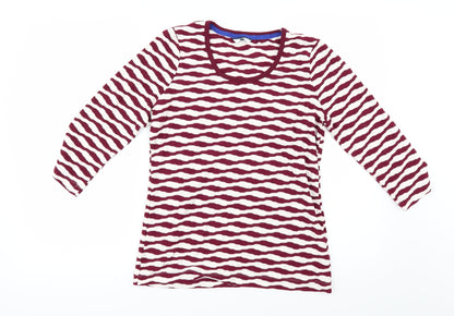 DASH Womens Red Striped  Basic T-Shirt Size 10