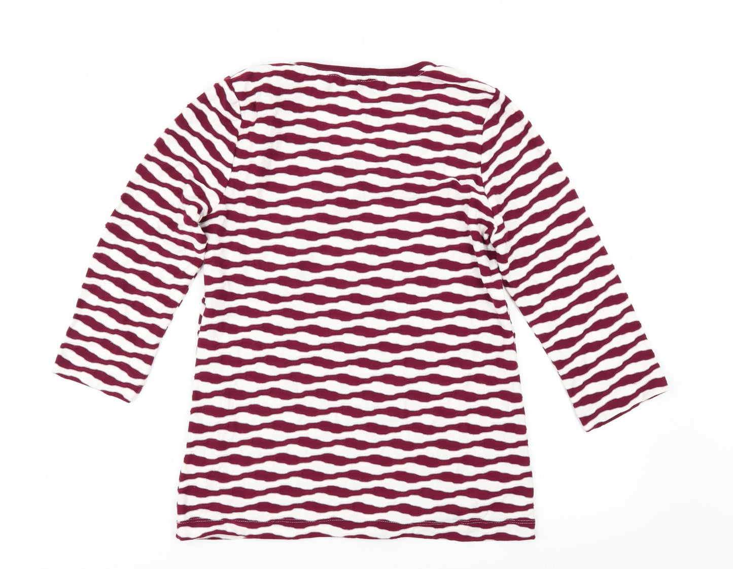 DASH Womens Red Striped  Basic T-Shirt Size 10