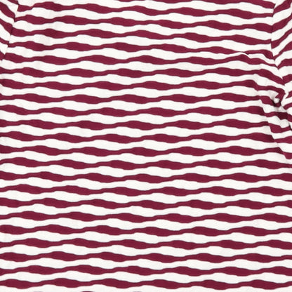 DASH Womens Red Striped  Basic T-Shirt Size 10