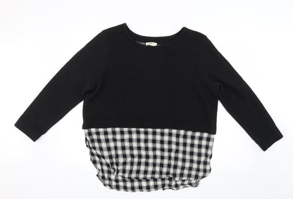 Papaya Womens Black Geometric Knit Pullover Jumper Size 18