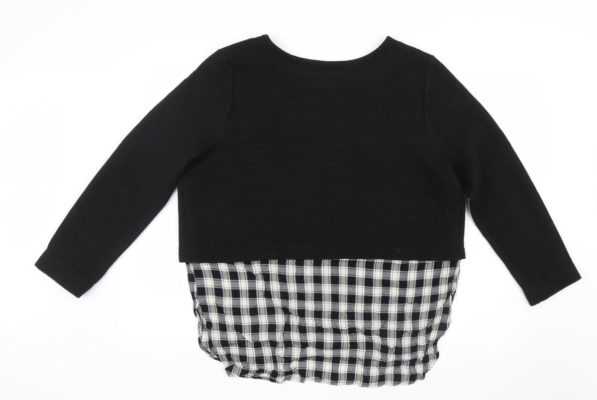 Papaya Womens Black Geometric Knit Pullover Jumper Size 18