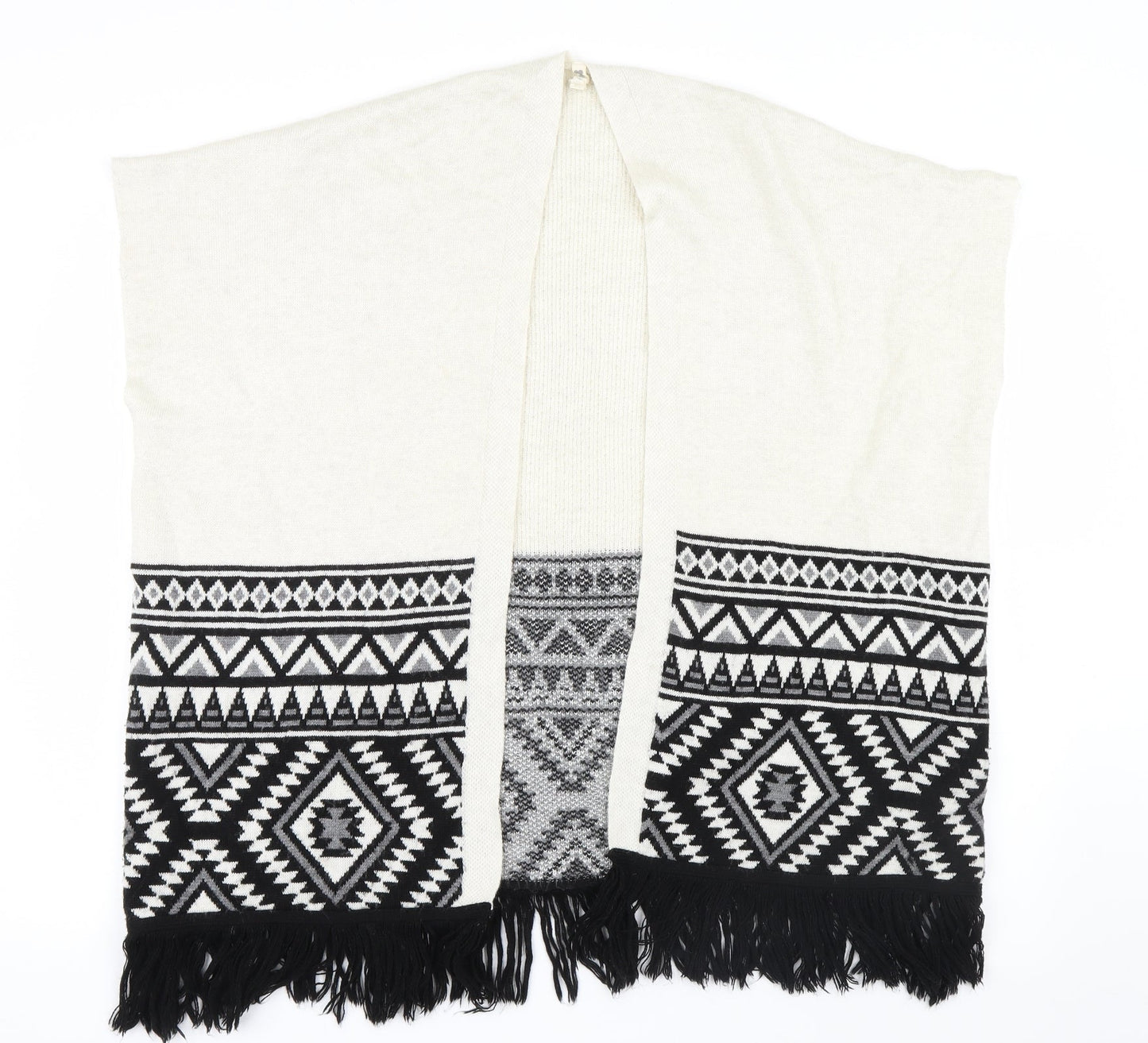 Primark Girls White Geometric Knit Cardigan Jumper Size 9-10 Years