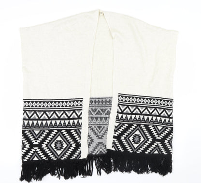 Primark Girls White Geometric Knit Cardigan Jumper Size 9-10 Years