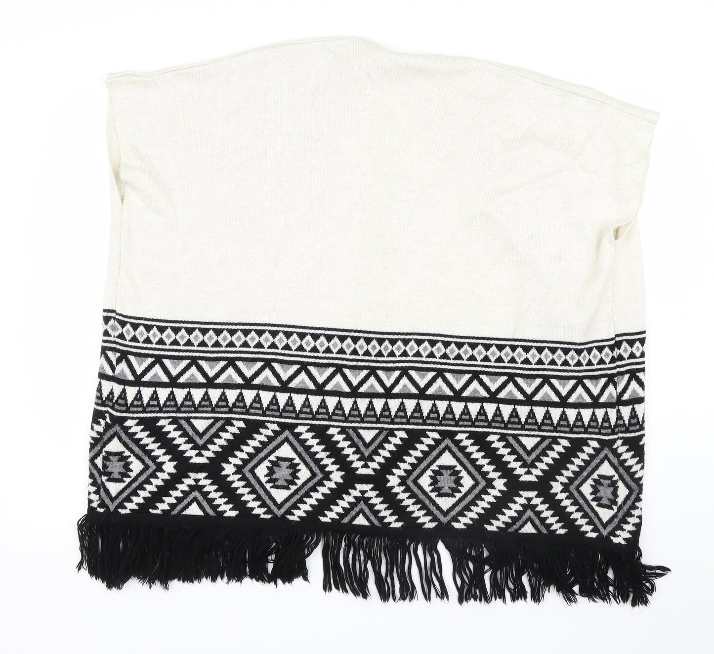 Primark Girls White Geometric Knit Cardigan Jumper Size 9-10 Years