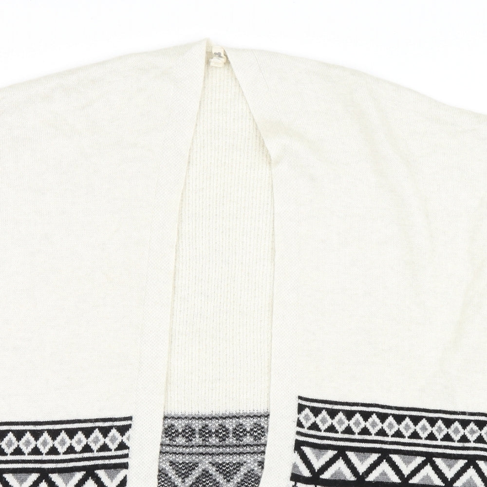 Primark Girls White Geometric Knit Cardigan Jumper Size 9-10 Years