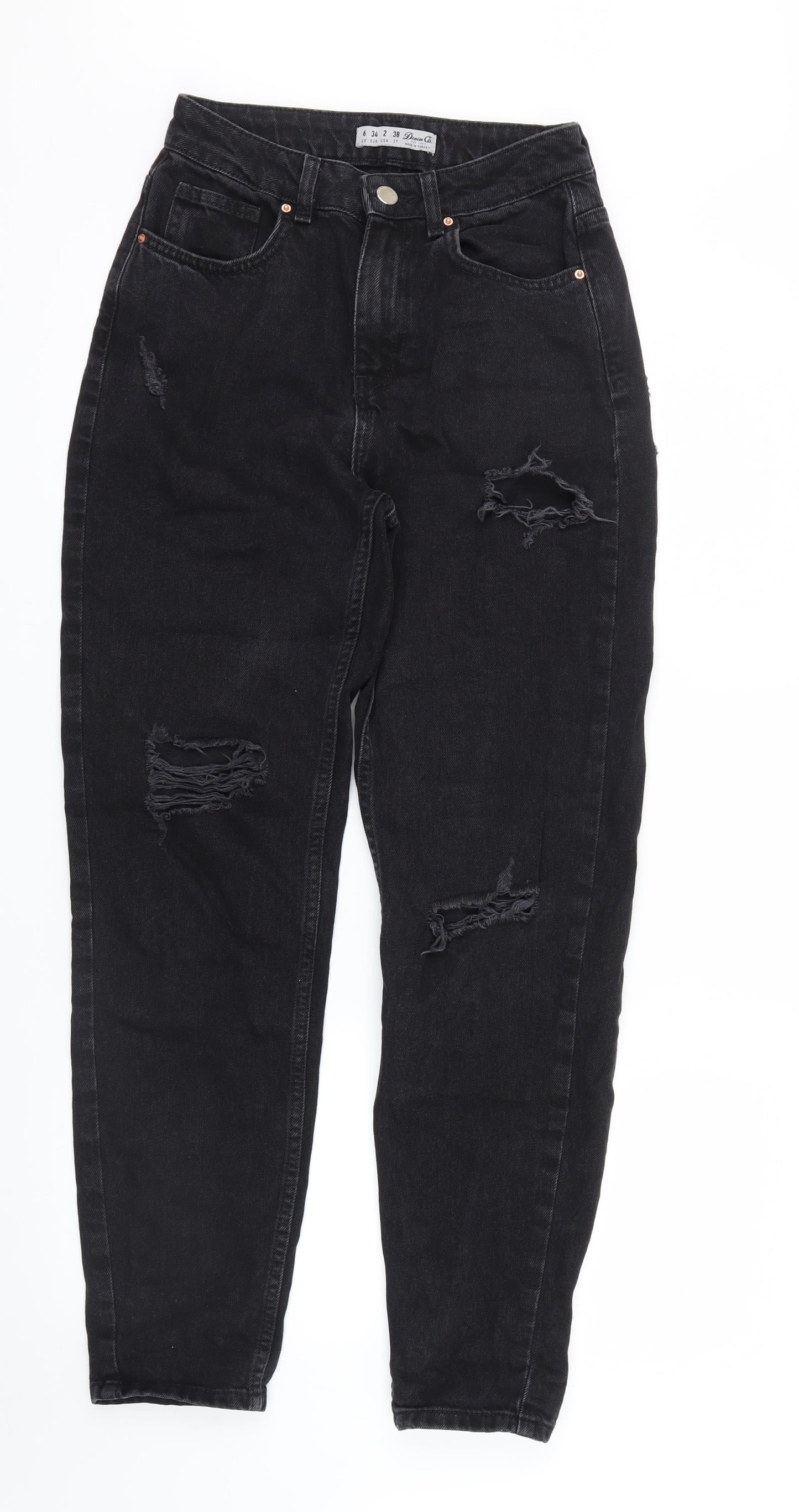 Denim Co. Womens Black  Denim Straight Jeans Size 6 L28 in