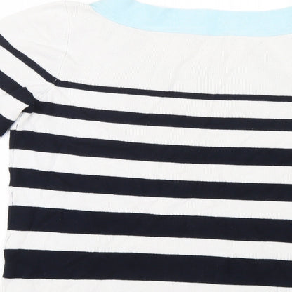 Precis Womens White Striped Knit Pullover Jumper Size M