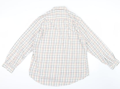 Mens UK Size 17 John M. Cotton Green  Button-Up Long Sleeve Casual Shirt