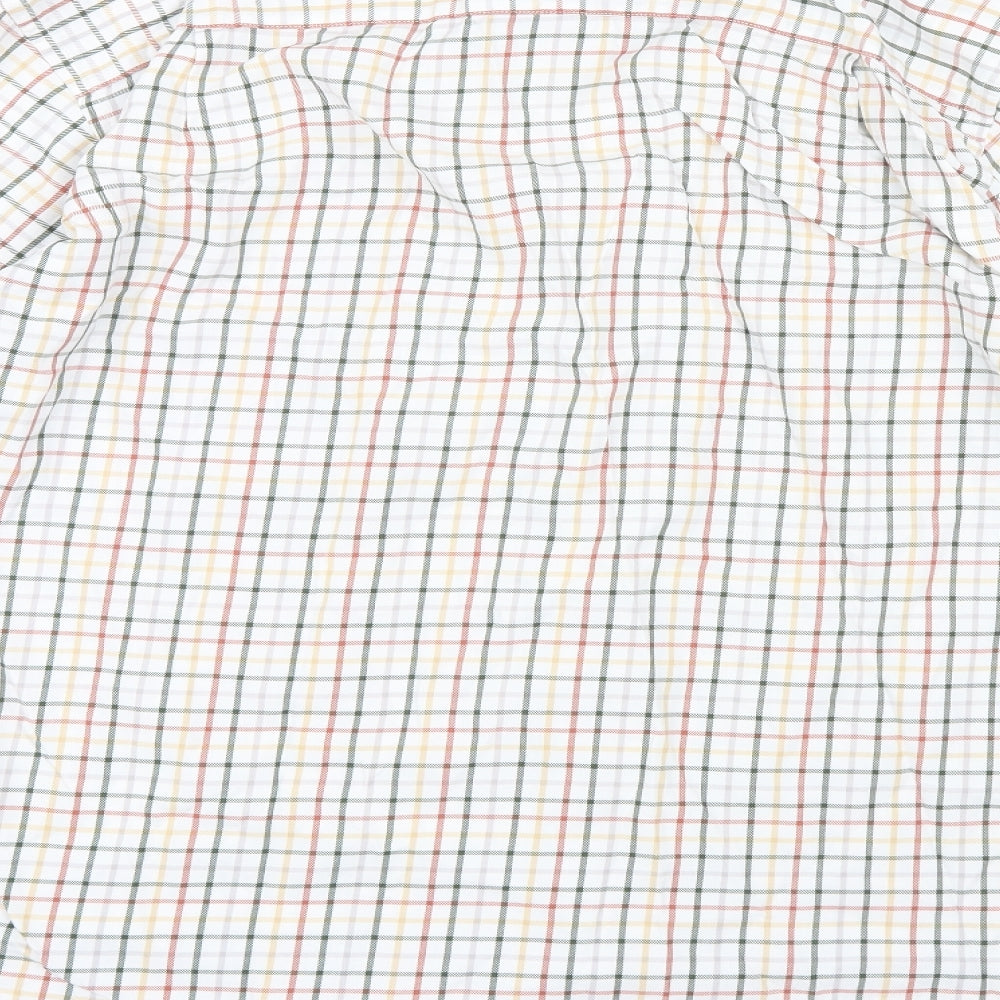 Mens UK Size 17 John M. Cotton Green  Button-Up Long Sleeve Casual Shirt