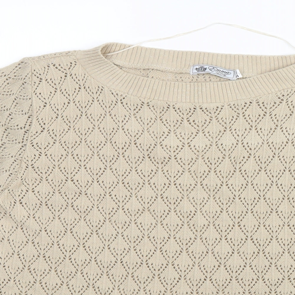 Emma Womens Beige  Knit Pullover Jumper Size S