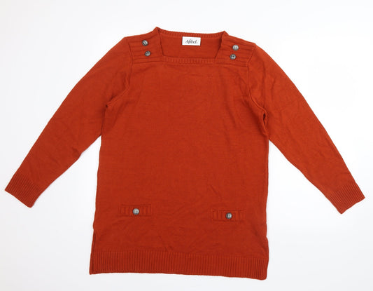 Afibel Womens Orange  Knit Pullover Jumper Size 14