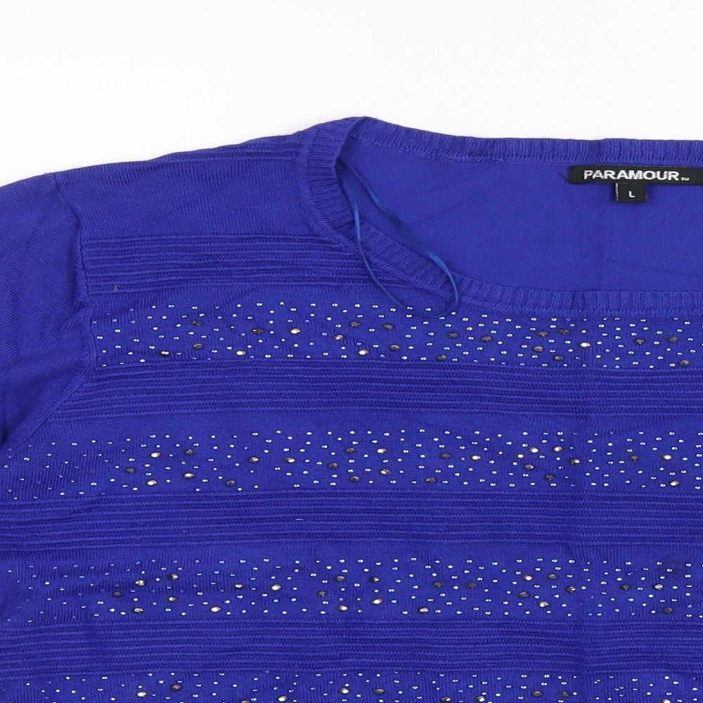 Paramour Womens Blue  Knit Pullover Jumper Size L