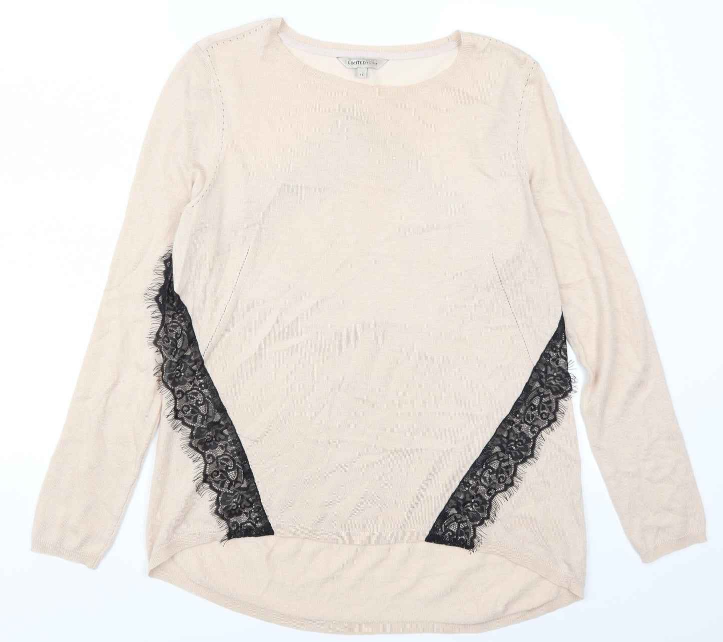 Marks and Spencer Womens Pink  Lace Pullover Jumper Size 14