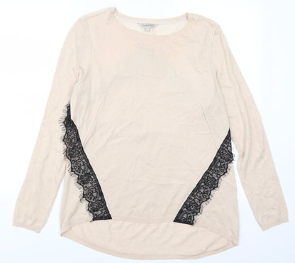 Marks and Spencer Womens Pink  Lace Pullover Jumper Size 14