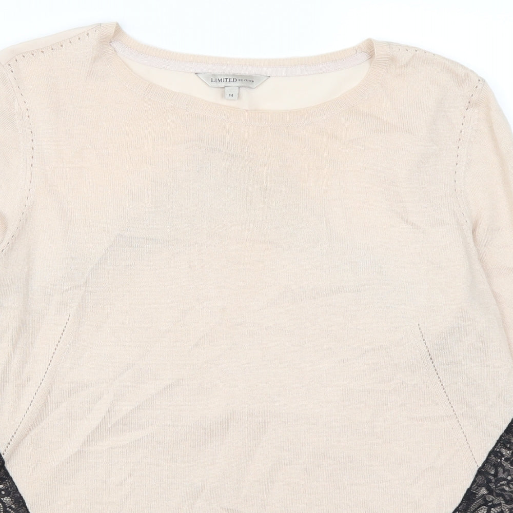 Marks and Spencer Womens Pink  Lace Pullover Jumper Size 14