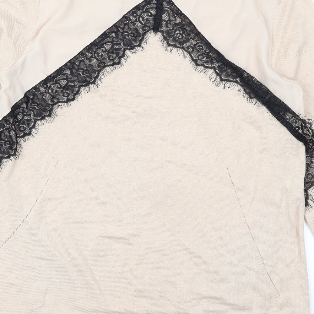Marks and Spencer Womens Pink  Lace Pullover Jumper Size 14
