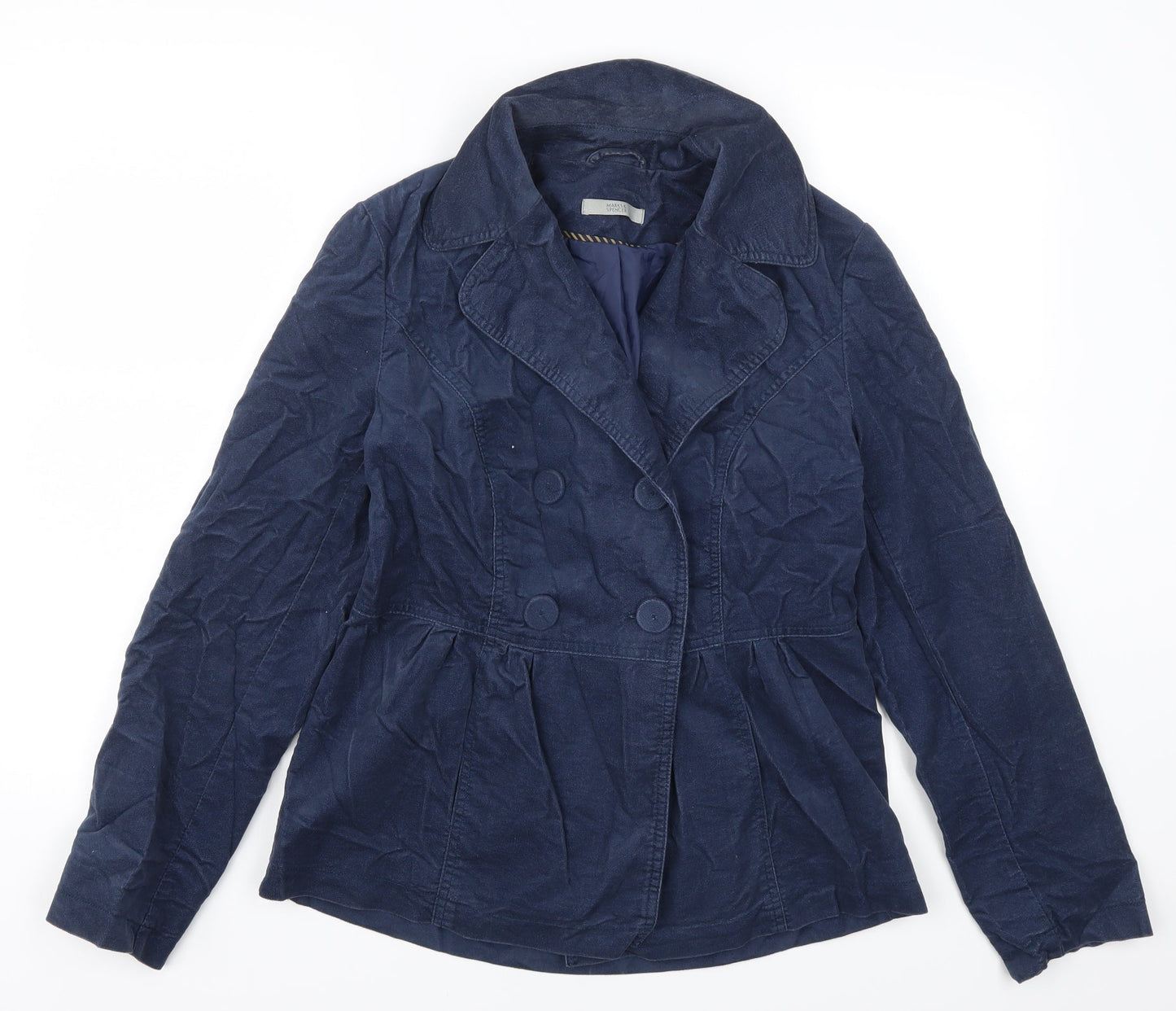 Womens UK Size 12 Marks and Spencer Blue Pea Coat