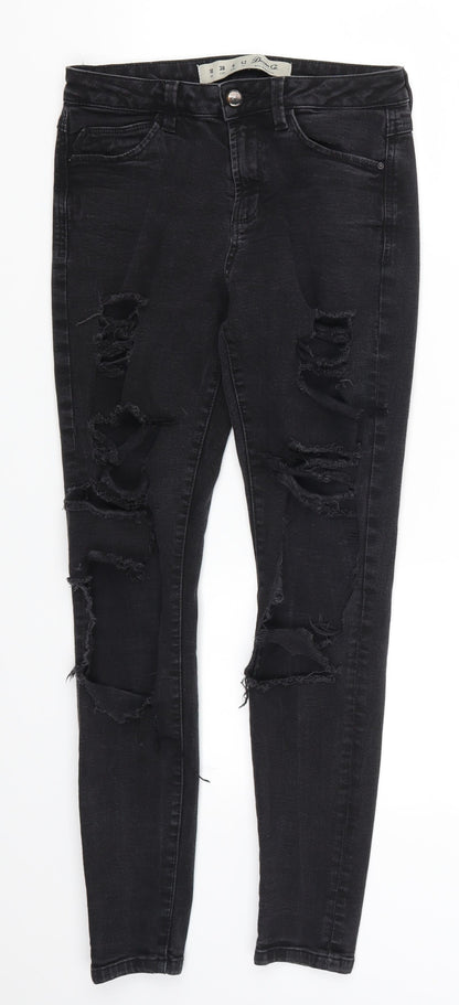 Denim Co Womens Black  Denim Skinny Jeans Size 10 L26 in - Heavily Distressed