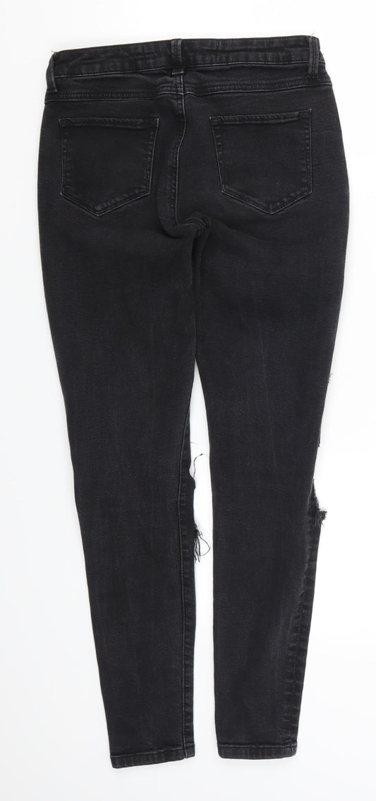 Denim Co Womens Black  Denim Skinny Jeans Size 10 L26 in - Heavily Distressed