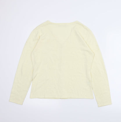 Janique Womens Ivory Floral  Cardigan Jumper Size S