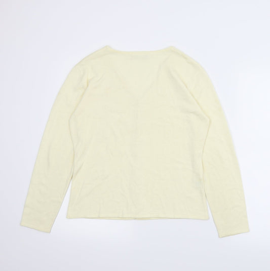 Janique Womens Ivory Floral  Cardigan Jumper Size S