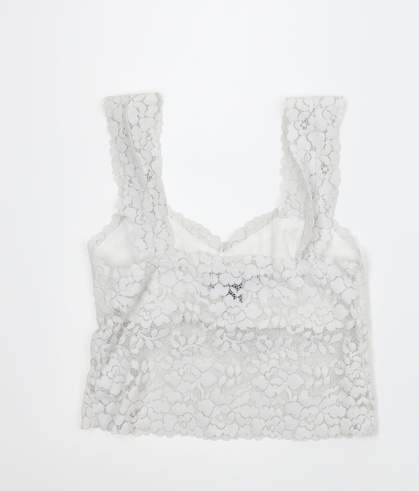 Primark Womens Silver Floral  Cropped Blouse Size XS