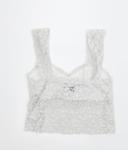 Primark Womens Silver Floral  Cropped Blouse Size XS