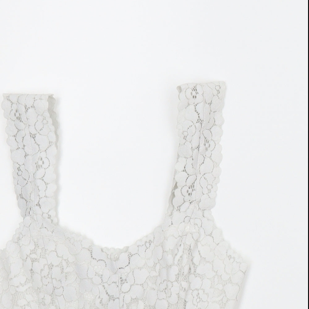 Primark Womens Silver Floral  Cropped Blouse Size XS