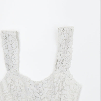 Primark Womens Silver Floral  Cropped Blouse Size XS