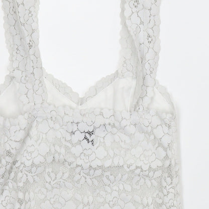 Primark Womens Silver Floral  Cropped Blouse Size XS