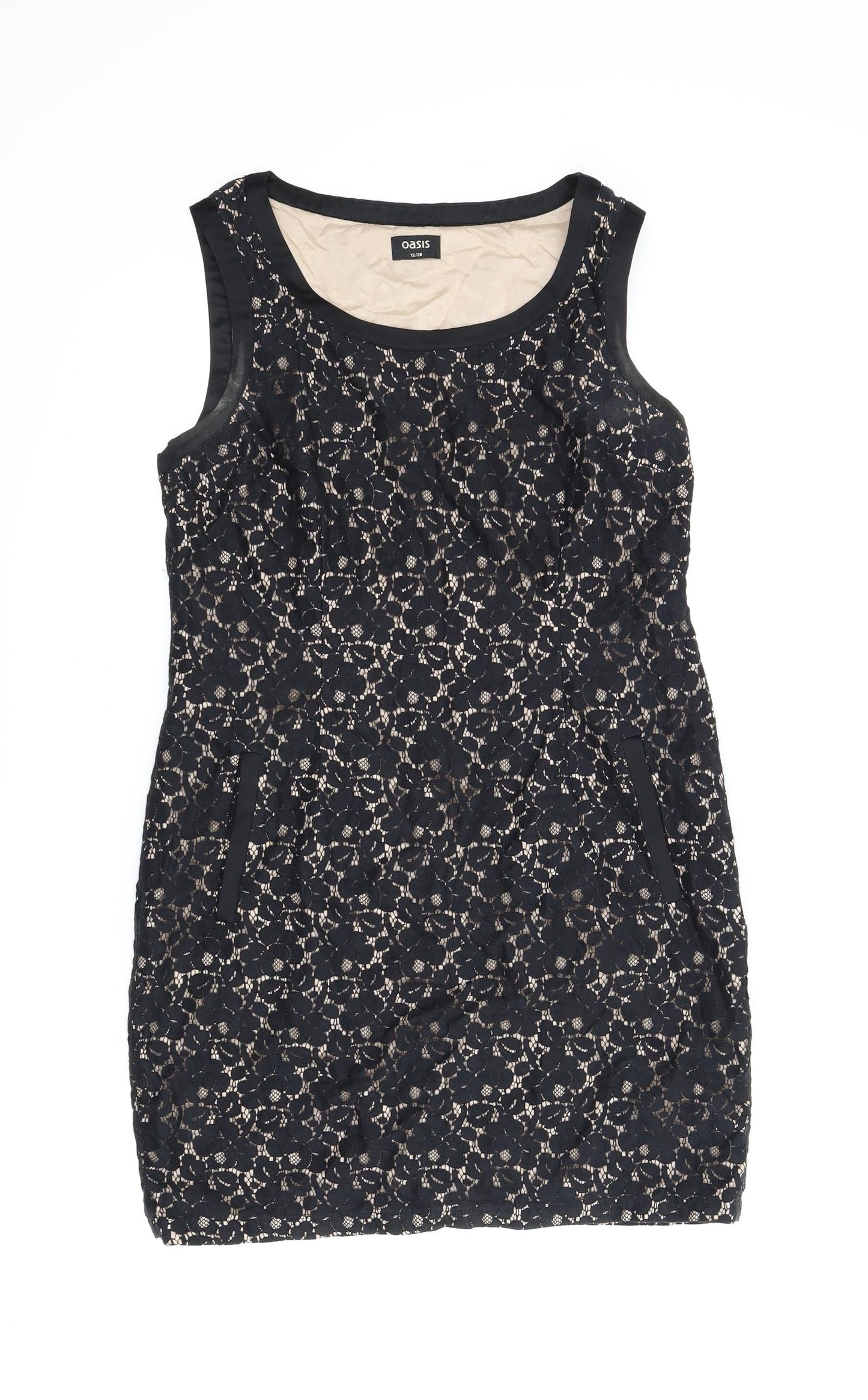 Oasis Womens Black Floral  A-Line  Size 12