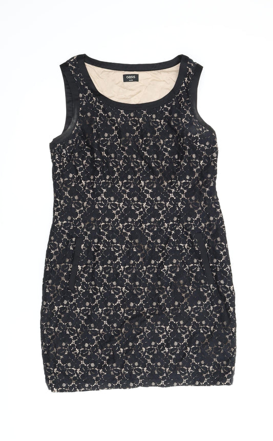 Oasis Womens Black Floral  A-Line  Size 12