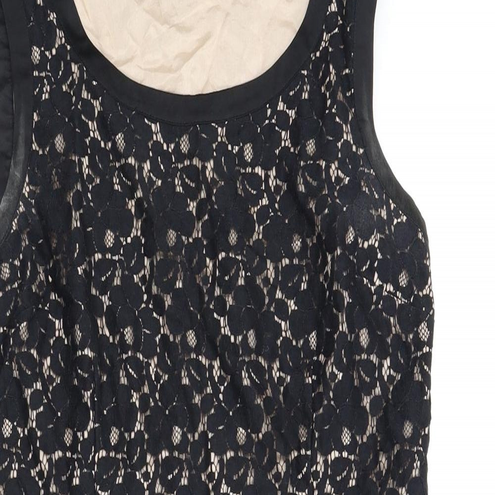 Oasis Womens Black Floral  A-Line  Size 12