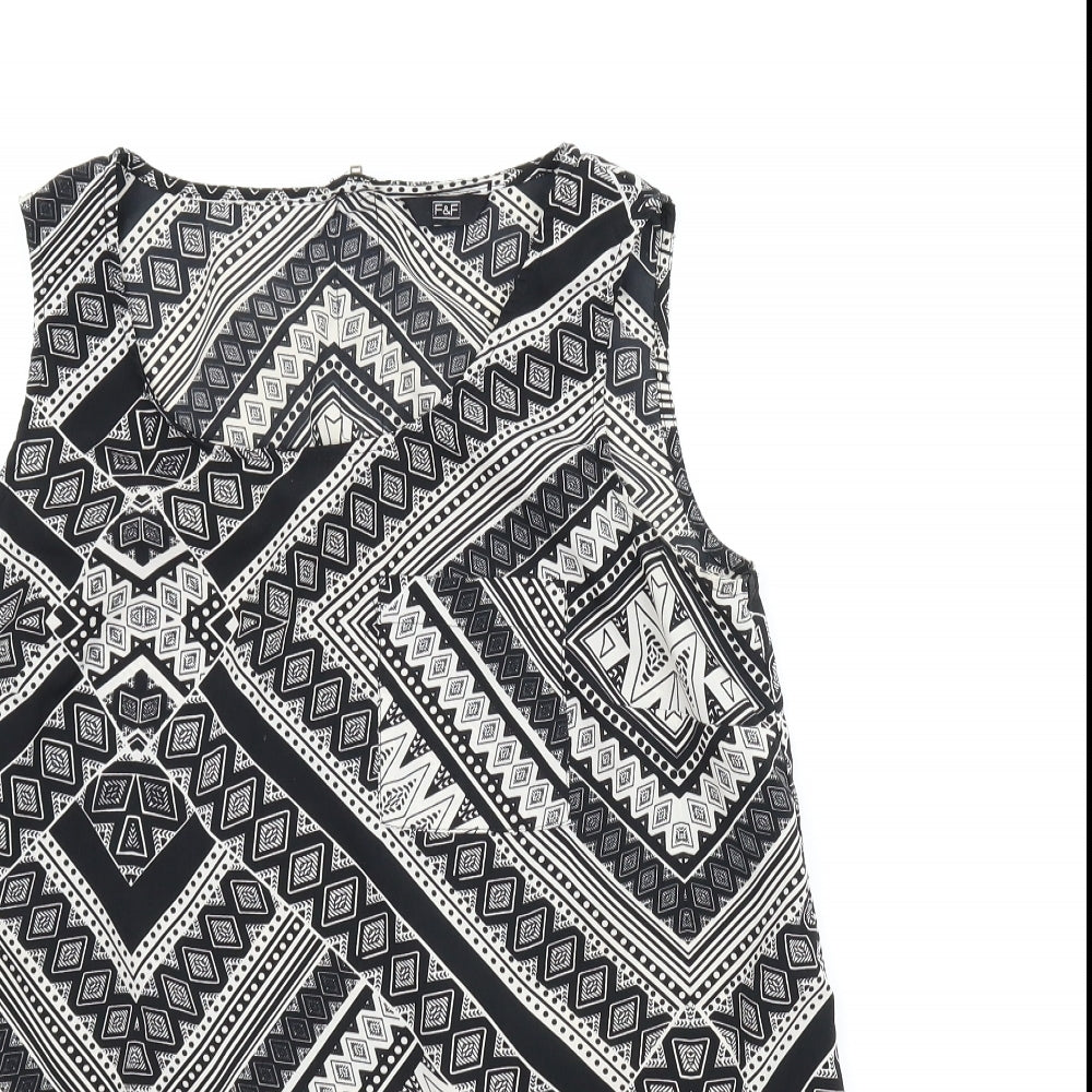 F&F Womens Black Argyle/Diamond  Basic Blouse Size 14