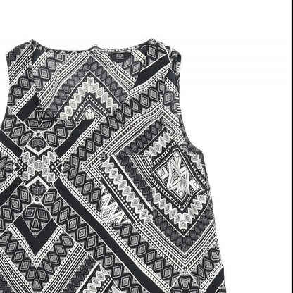 F&F Womens Black Argyle/Diamond  Basic Blouse Size 14