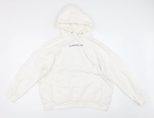 H&M Womens White   Pullover Hoodie Size S