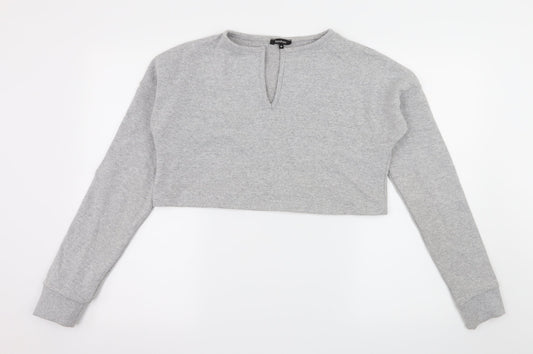Boohoo Womens Grey  Jersey Pullover Sweatshirt Size M