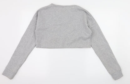 Boohoo Womens Grey  Jersey Pullover Sweatshirt Size M