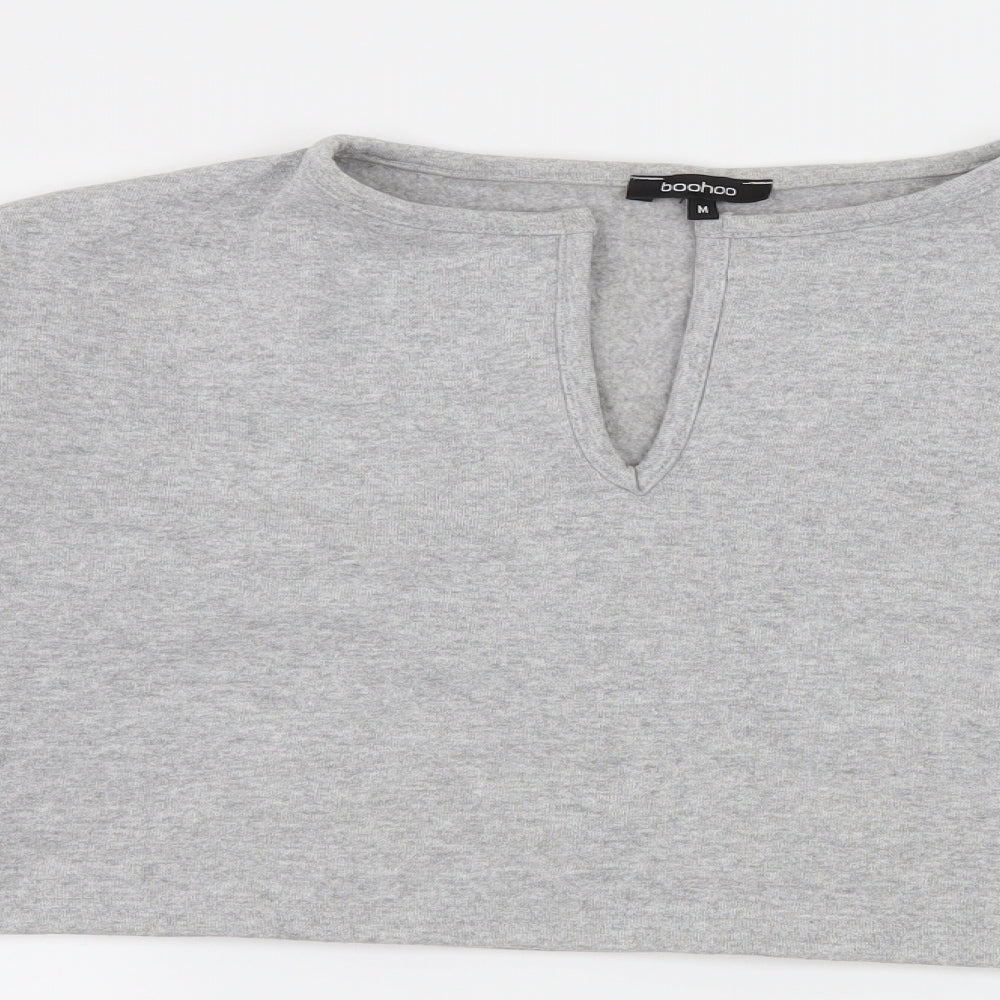 Boohoo Womens Grey  Jersey Pullover Sweatshirt Size M