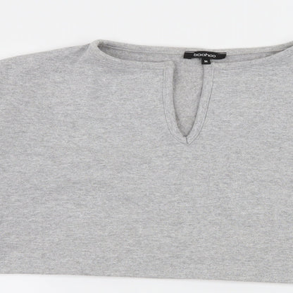 Boohoo Womens Grey  Jersey Pullover Sweatshirt Size M