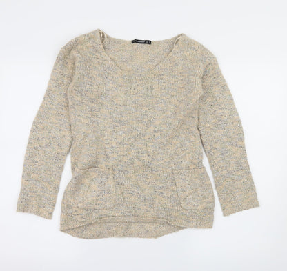 Papaya Womens Beige  Knit Pullover Jumper Size 8