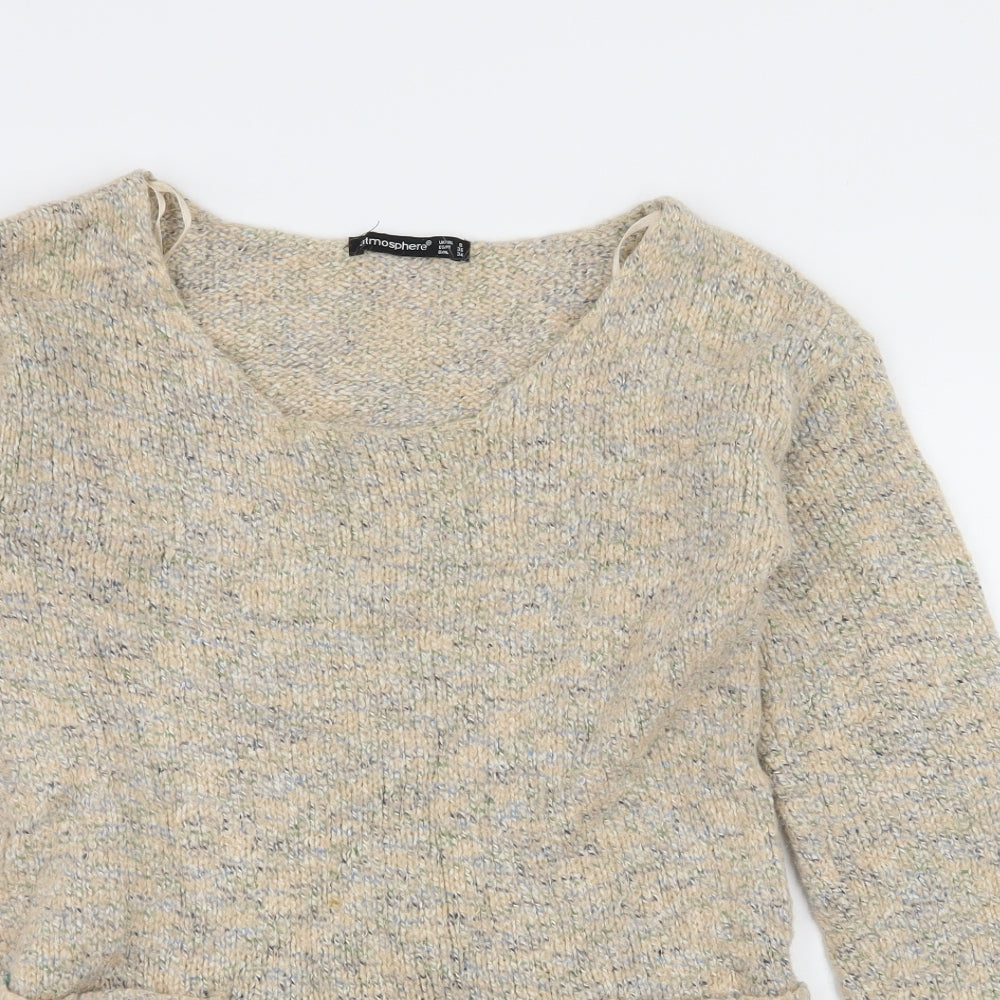 Papaya Womens Beige  Knit Pullover Jumper Size 8