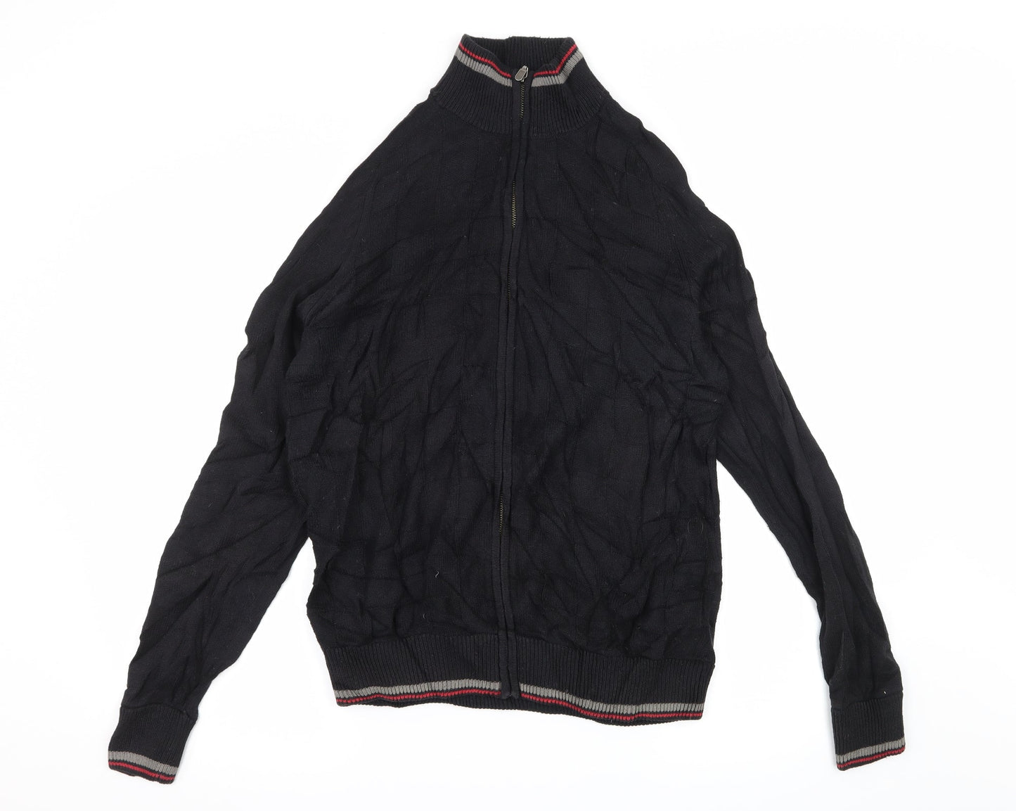 World Republic Mens Black  Knit Full Zip Jumper Size M