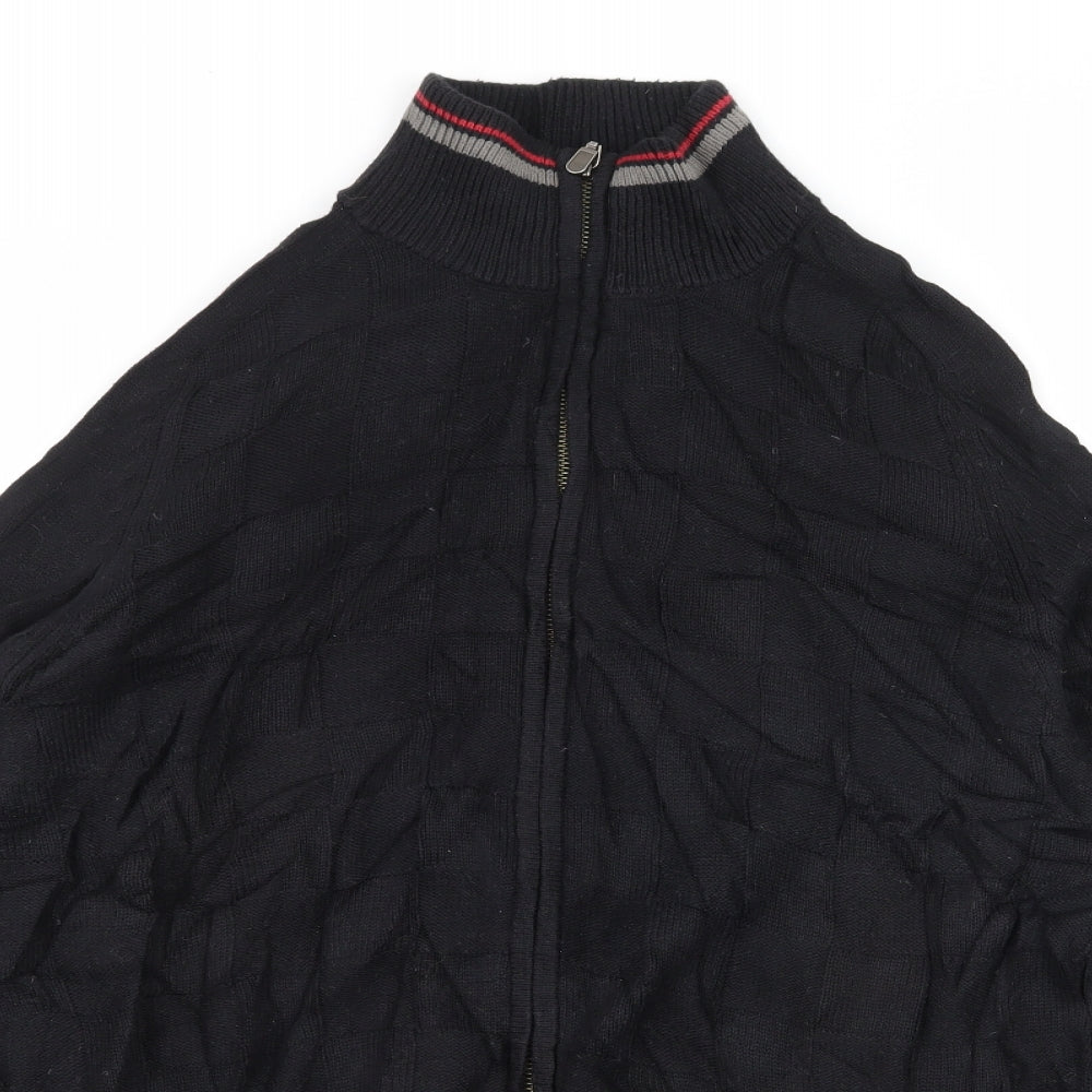 World Republic Mens Black  Knit Full Zip Jumper Size M