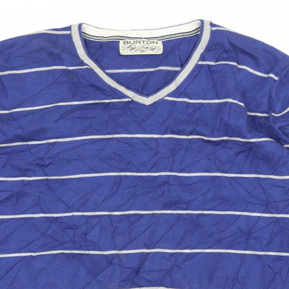 Burton Mens Blue Striped Knit Pullover Jumper Size M
