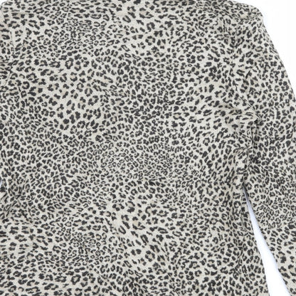 Dash Womens Brown Animal Print Knit Pullover Jumper Size 10