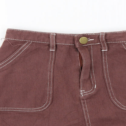 Boohoo Womens Brown   A-Line Skirt Size 8