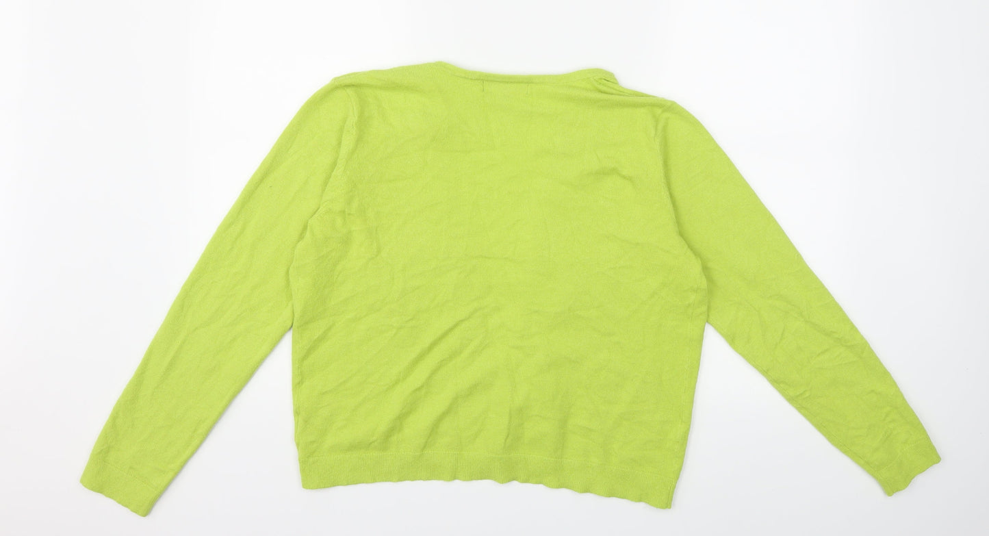 89th & Madison Womens Green  Knit Cardigan Jumper Size M