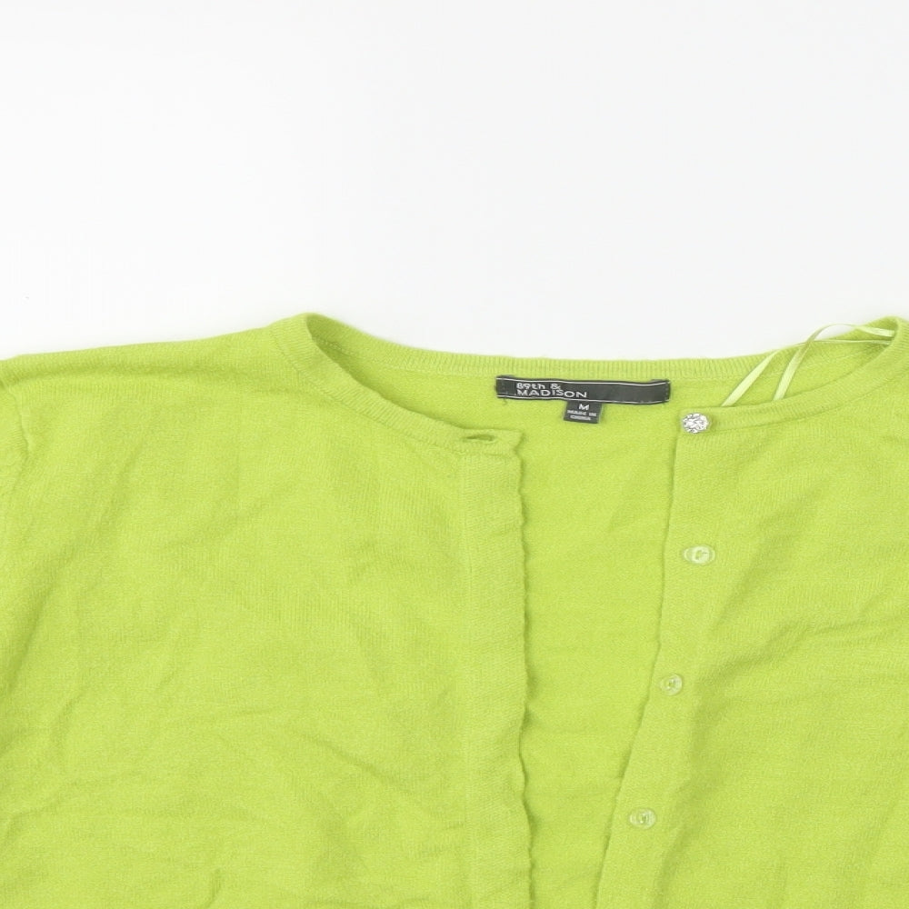 89th & Madison Womens Green  Knit Cardigan Jumper Size M