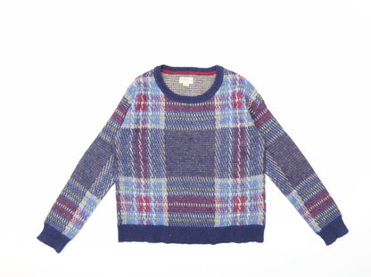 Johnnie B Boys Blue Check Knit Pullover Jumper Size 13 Years